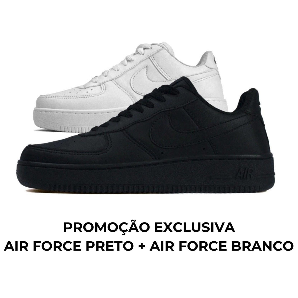 Kit Air Force One Preto + Air Force One Branco² - TAMANHO ESPECIAL - Sócio dos Calçados